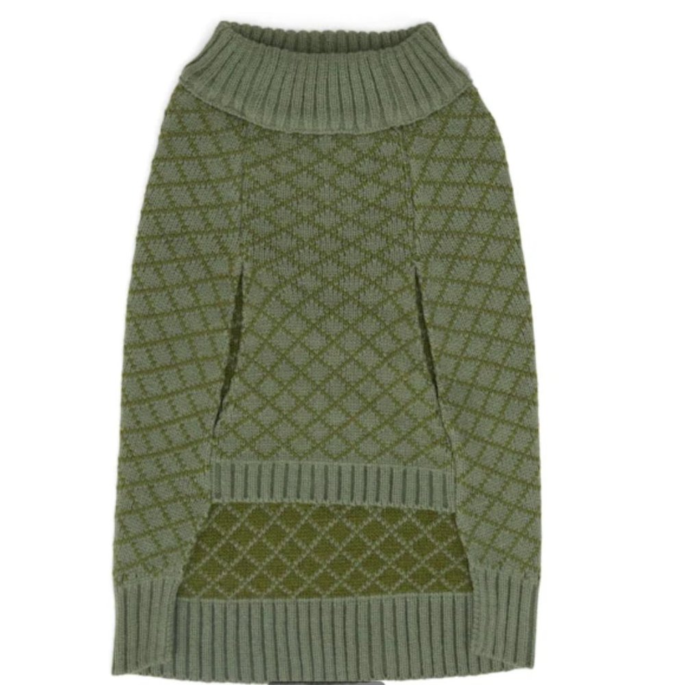 YOULY The Artist Olive Fringe Knit Dog Sweater - Picture 1 of 3
